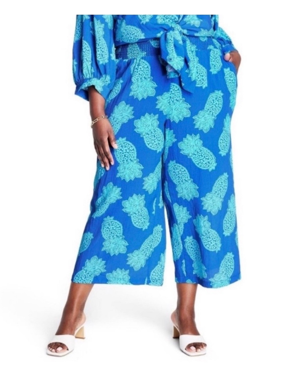 Tabitha Brown X Target Women’s Blue Pineapple-Print Swim Coverup Set - Picture 2 of 8
